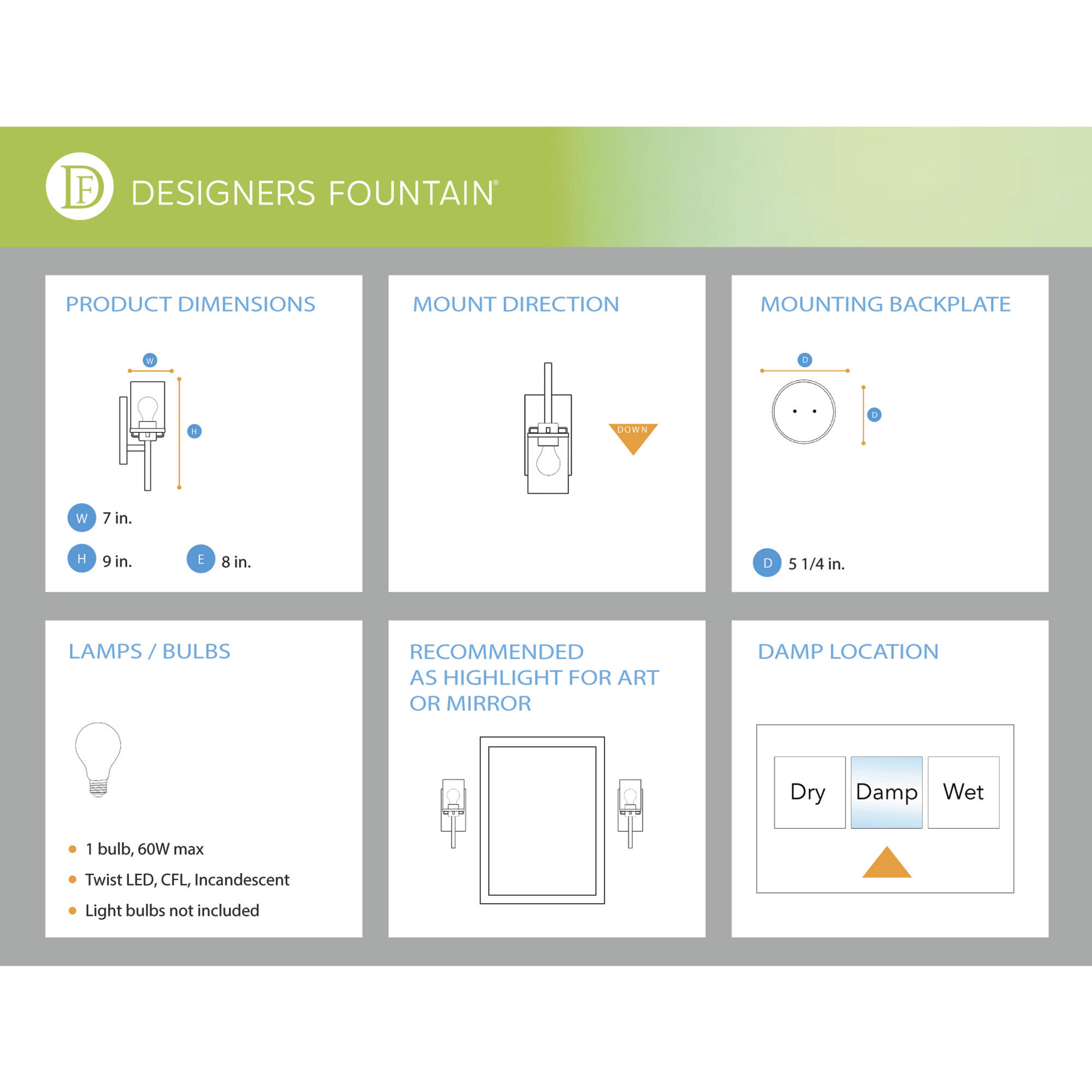 Dalton 1 Light 8 inch Brushed Gold Vanity Light Wall Light